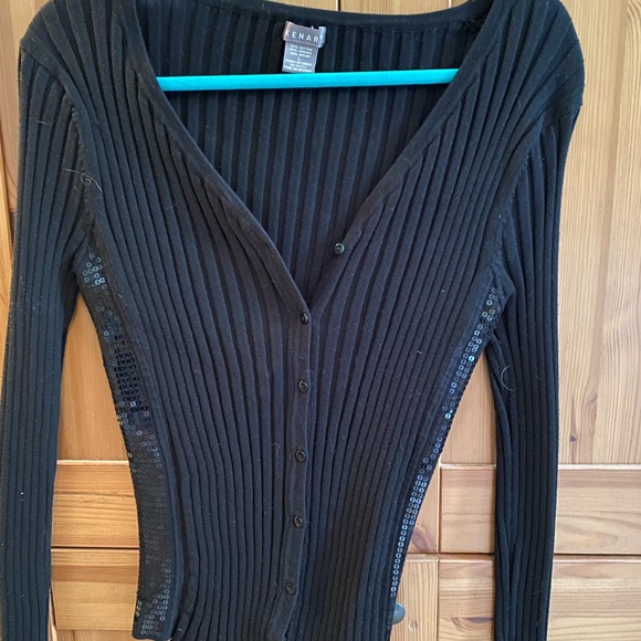 Kenar Sweaters - Button-down black Kenar sweater